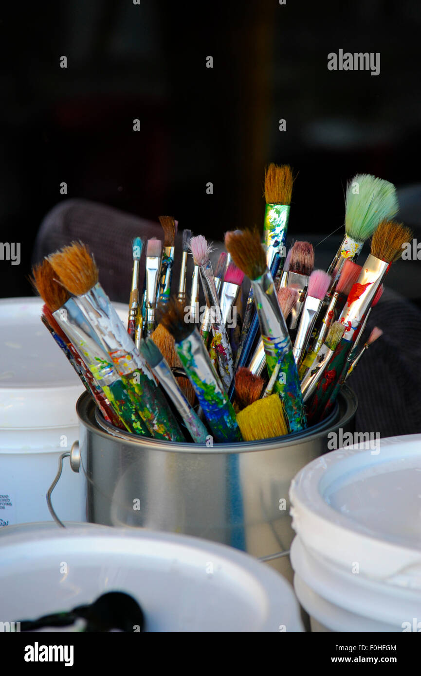 Paintbrushes in can Stock Photo