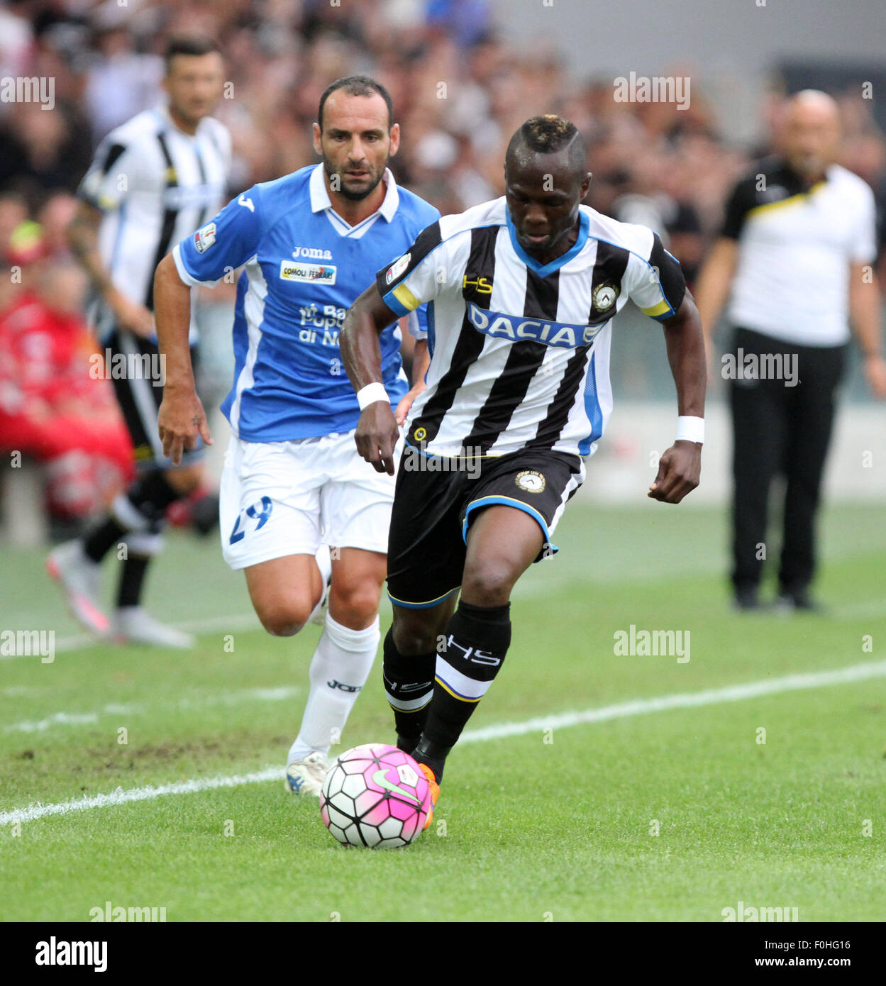 Udine, Italy. 16th August, 2015. Udinese's midfielder Emmanuel Agyemang Badu during the Tim Cup 2015-16 football match Udinese Calcio v Novara Calcio on 16th August, 2015 at Friuli Stadium in Udine, Italy. Credit:  Andrea Spinelli/Alamy Live News Stock Photo