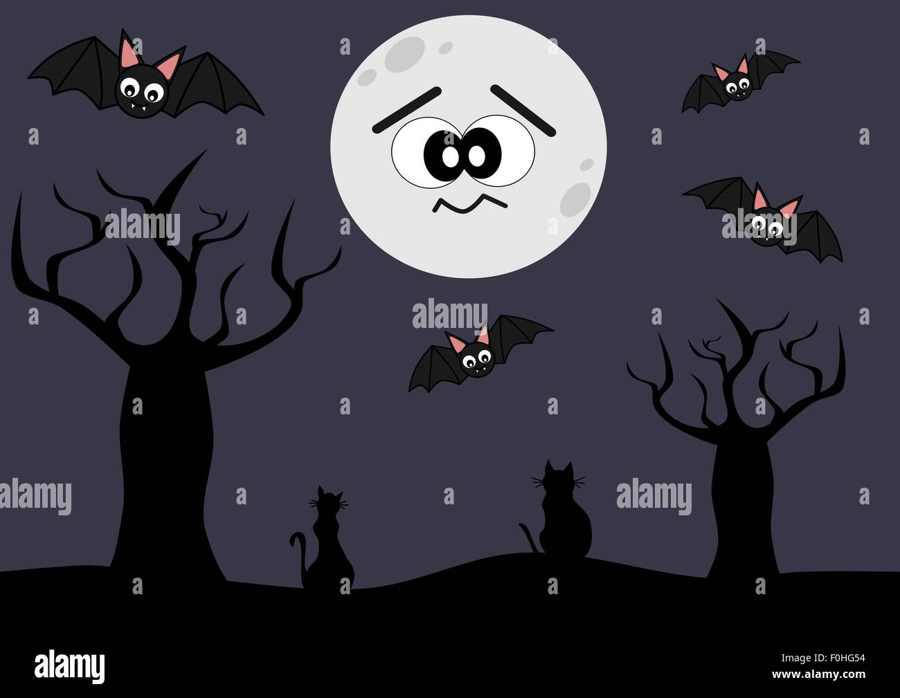 cute and funny halloween cartoon background illustration Stock Photo ...