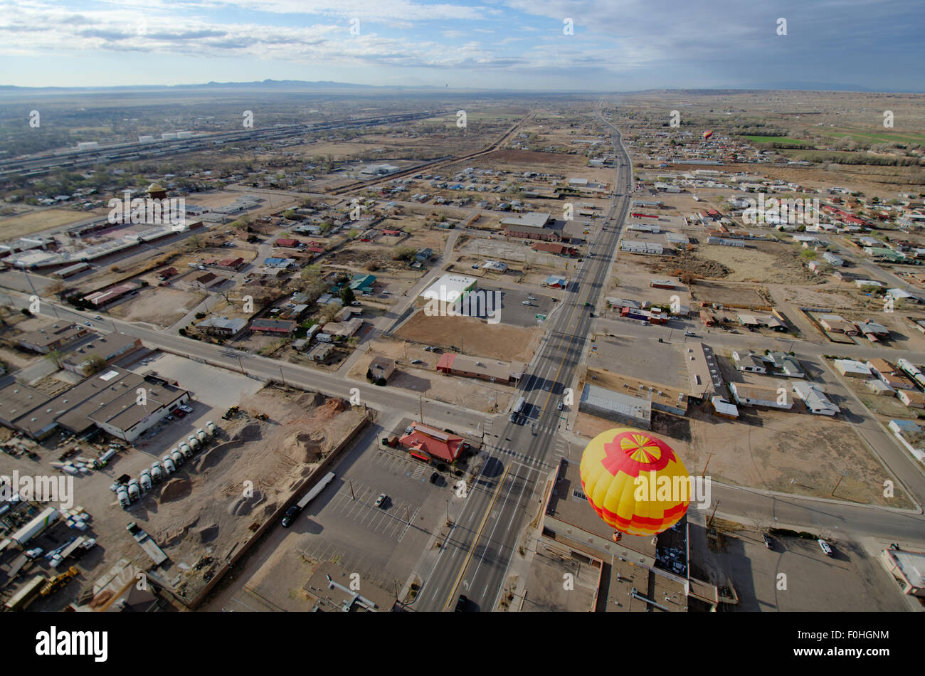 Hot Air Balloons over Belen New Mexico. Stock Photo