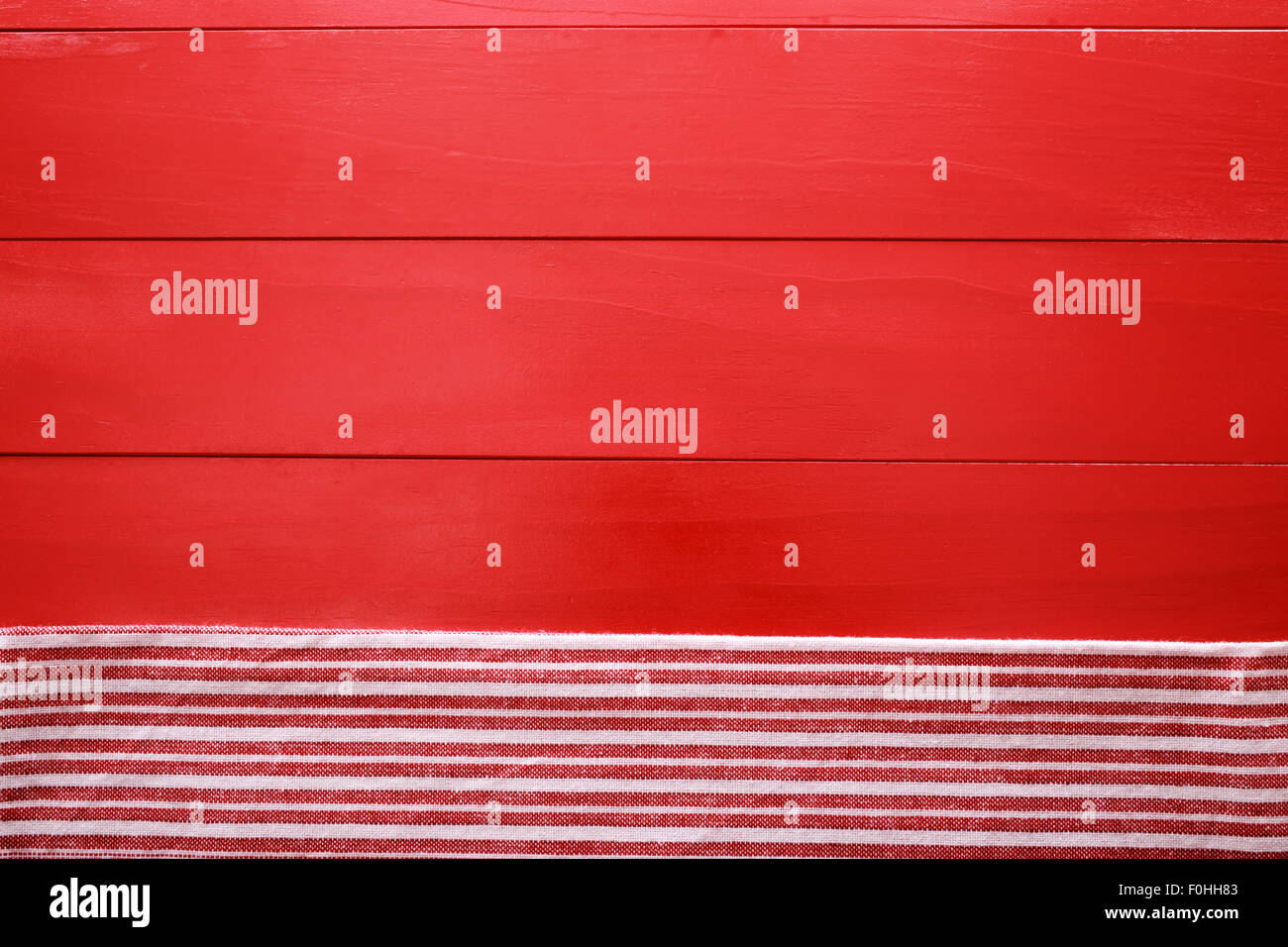 Blank red wooden boards with napkin aligned horizontally Stock Photo