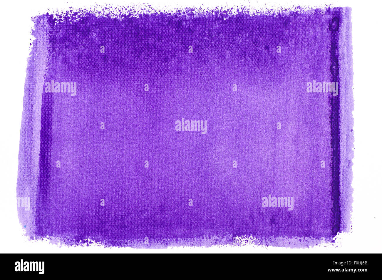 violet watercolor painted texture on white paper background Stock Photo