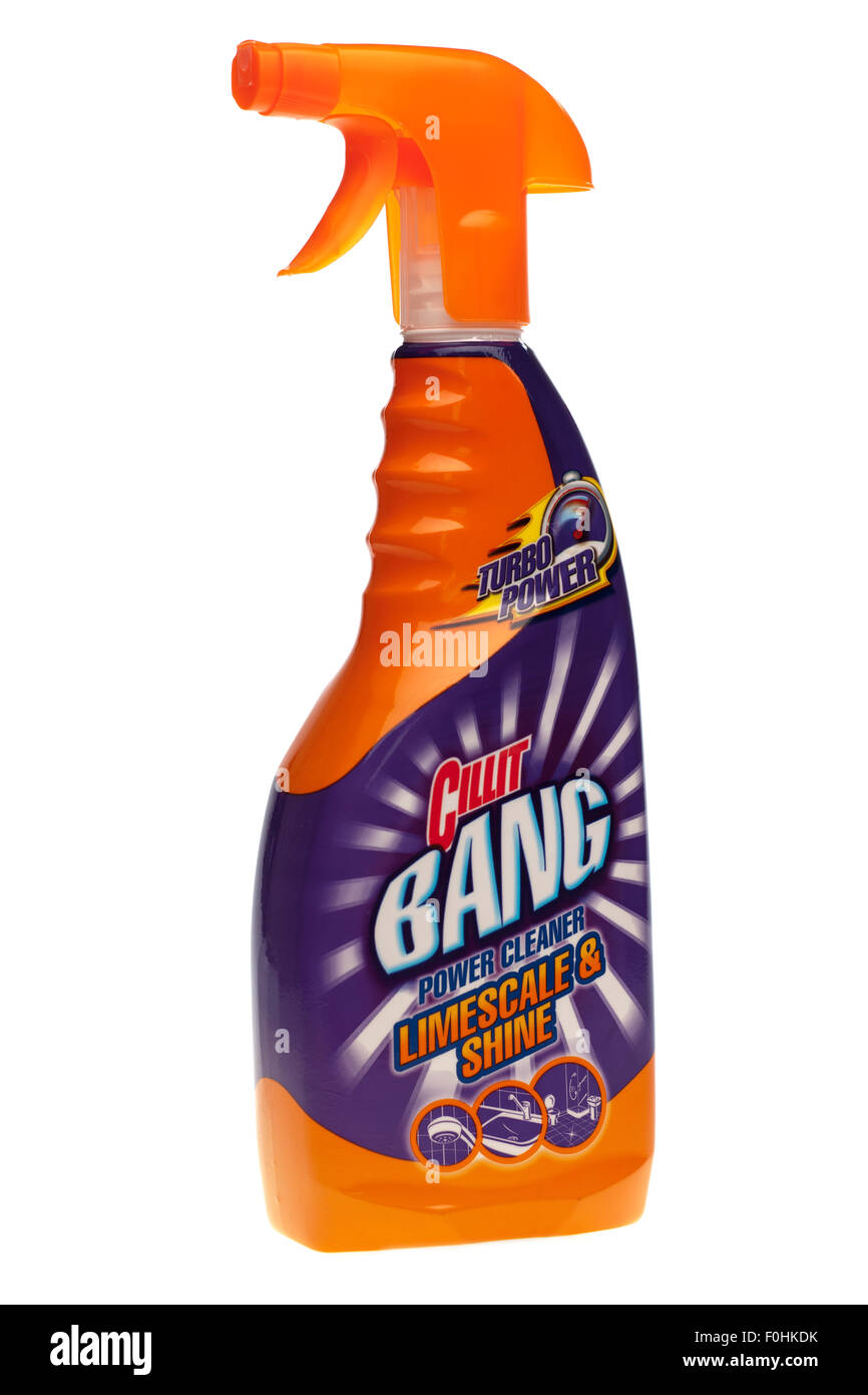 Spray container of Cillit Bang power cleaner limescale and shine Stock Photo