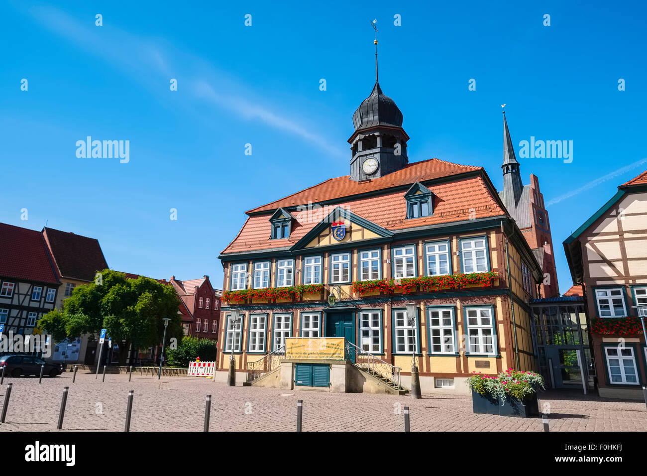 Townhall in Grabow (Elde), Mecklenburg-Western Pomerania, Germany Stock Photo