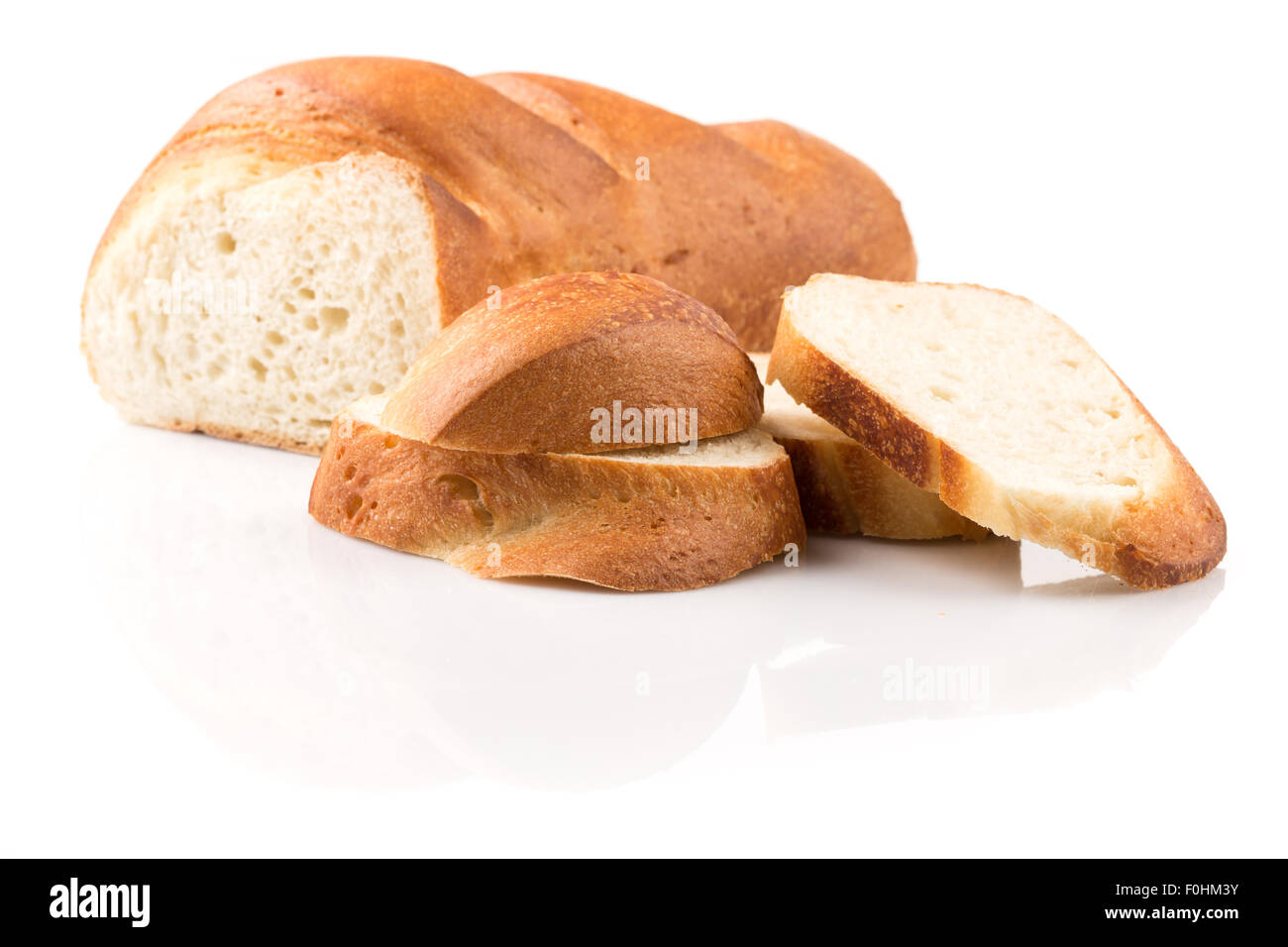 Traditional white bread slice isolated on white background Stock Photo ...