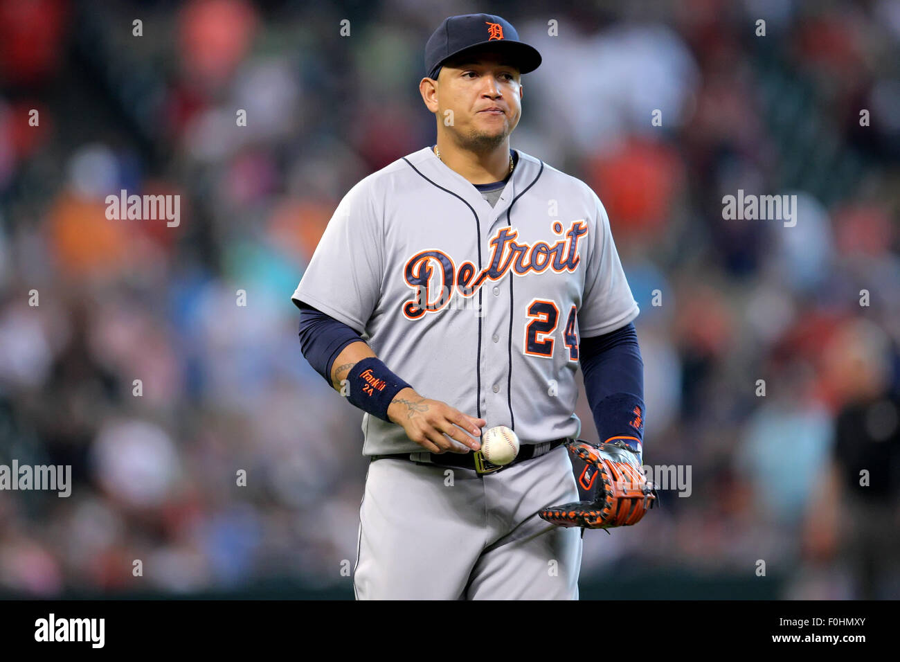 Houston, TX, USA. 16th Aug, 2015. Detroit Tigers first baseman Miguel
