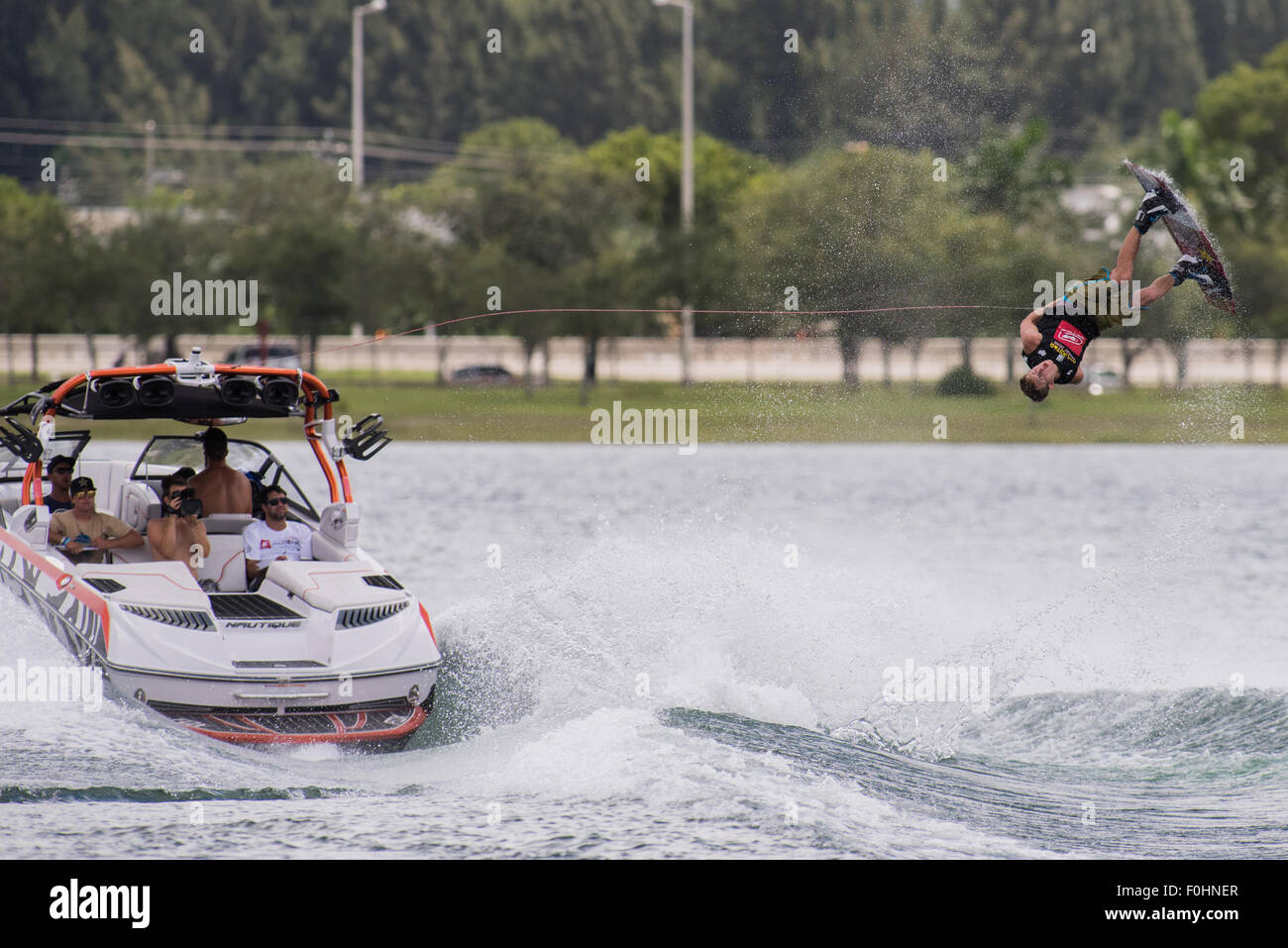 Wakeboarding National Championship at Miami Watersports Complex, Amelia Earhart Park, Hialeah, Florida. Stock Photo