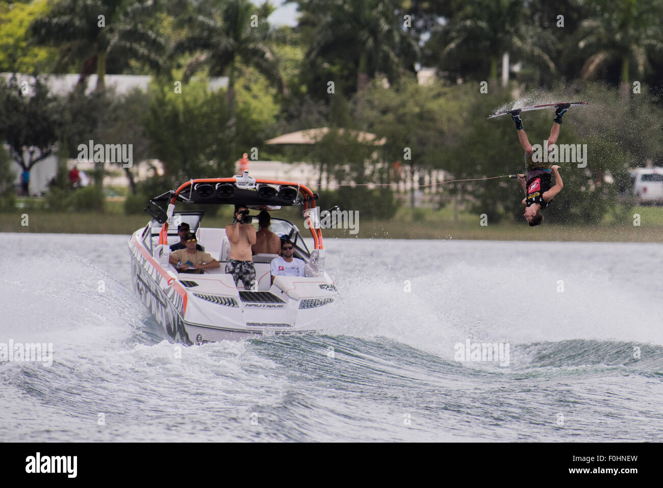 Wakeboarding National Championship at Miami Watersports Complex, Amelia Earhart Park, Hialeah, Florida. Stock Photo