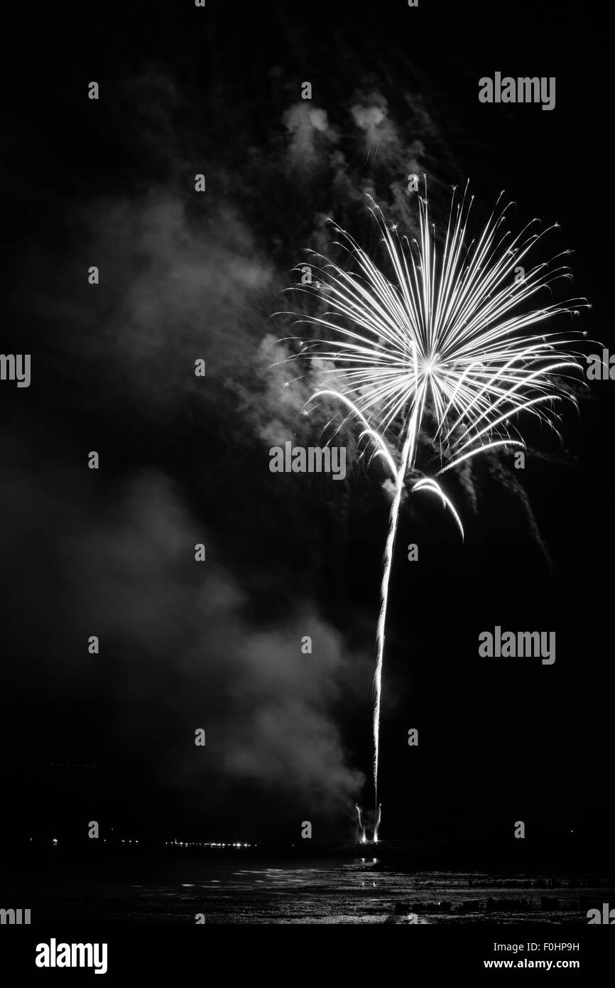 Fireworks at Old Bridge, NJ beach in Morgan. Stock Photo