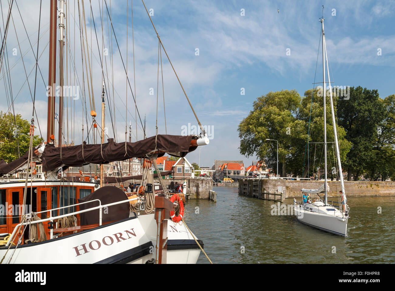 Maritime mood along the IJsselmeer in the port of Hoorn (Horn),  North Holland, The Netherlands. Stock Photo