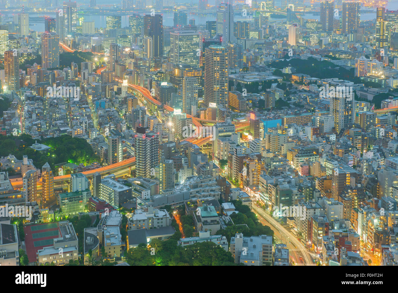 Tokyo, Japan cityscape and highways Stock Photo