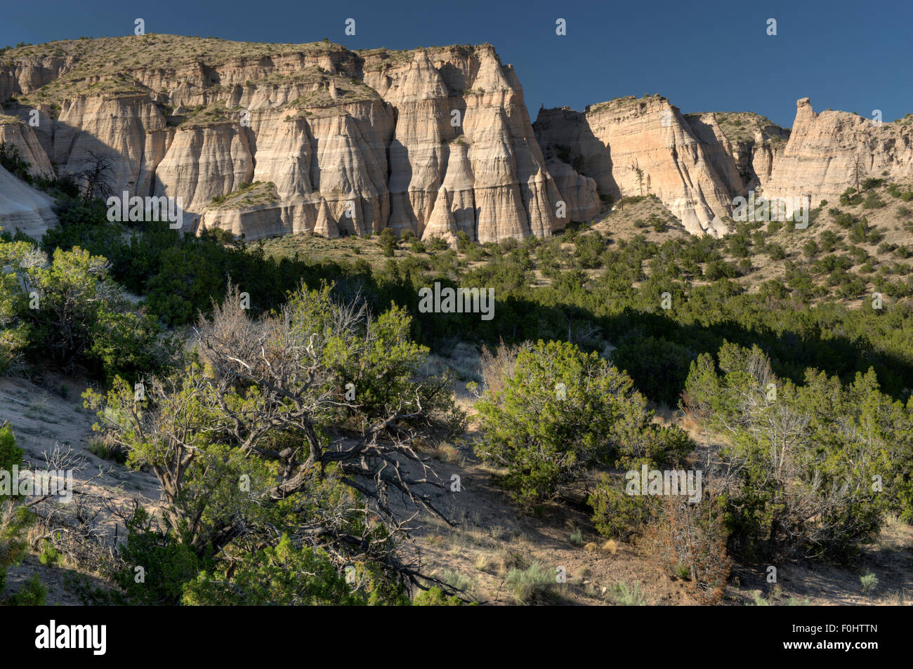 Cliffs of vocanic tuff at the Kasha-Katuwe Tent Rocks National Monument, near Pueblo de Cochiti, New Mexico Stock Photo