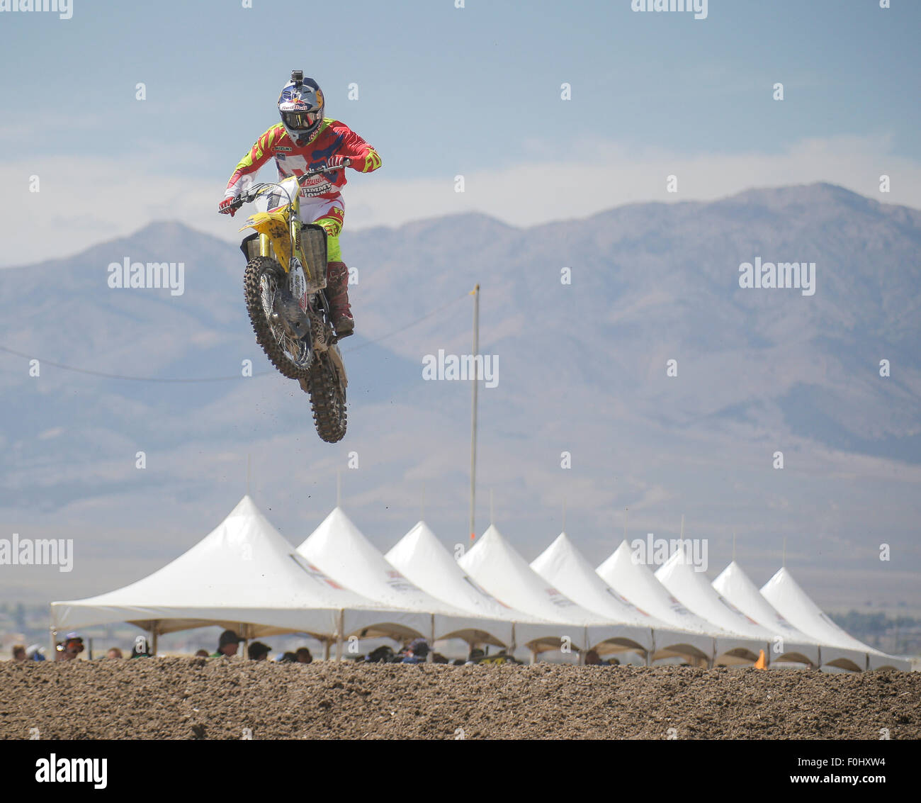 Tooele, UT, USA. 15th Aug, 2015. 1 Ken Roczen get air during Lucas