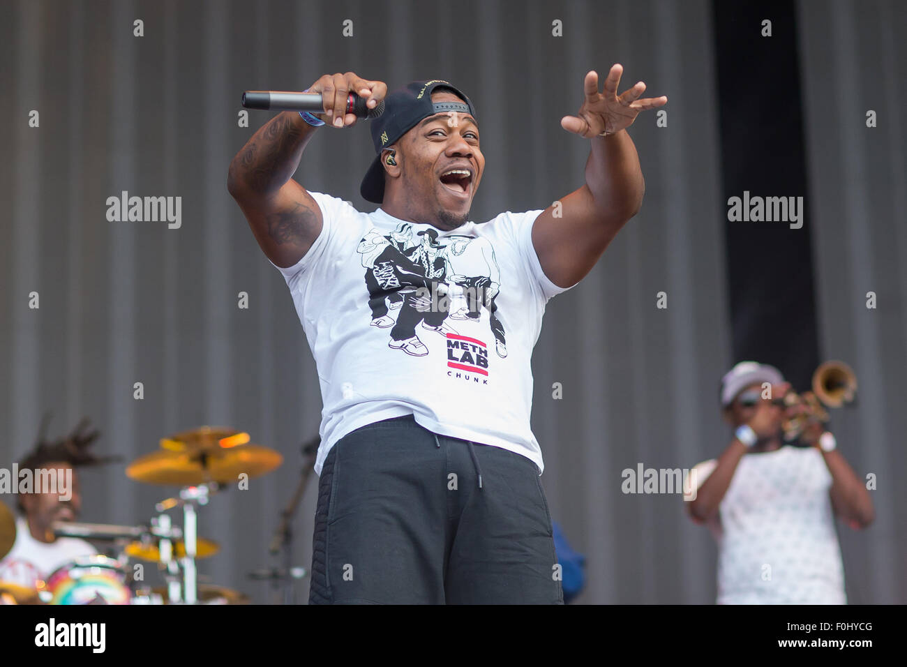 Budapest, Hungary. 16th Aug, 2015. Members of the British drum and bass