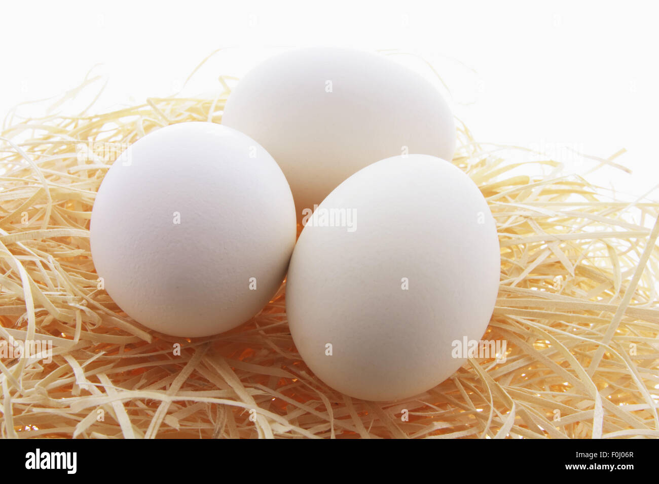 White Eggs on Straw Stock Photo - Alamy