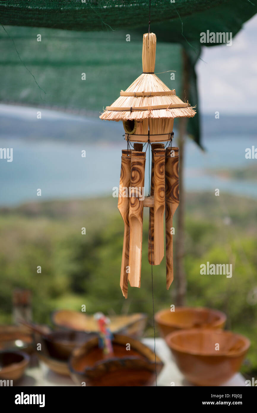New wood wind bell instrument on a market in Costa Rica Stock Photo