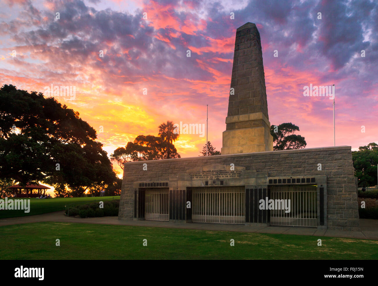 First World War Memorial in Kings Park at sunset, Perth, Western Australia Stock Photo