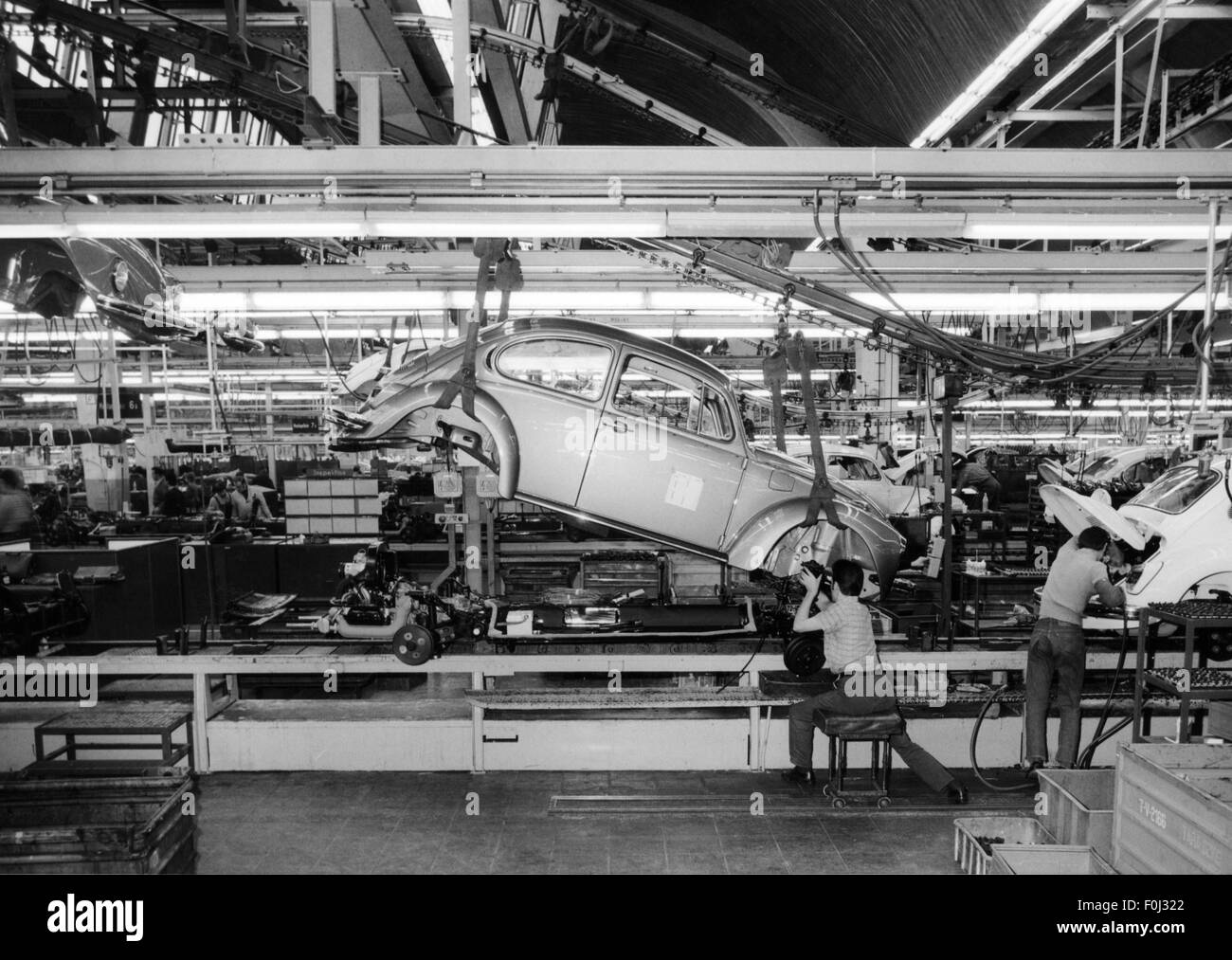 industry, car industry, production of the VW beetle, Wolfsburg, 1972, Additional-Rights-Clearences-Not Available Stock Photo