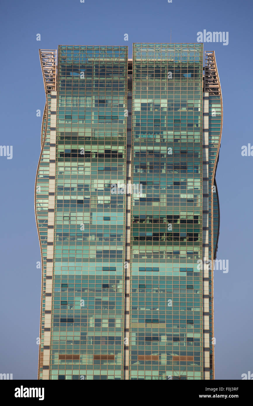 Modern buildings in Shanghai with a blue sky in the background Stock Photo