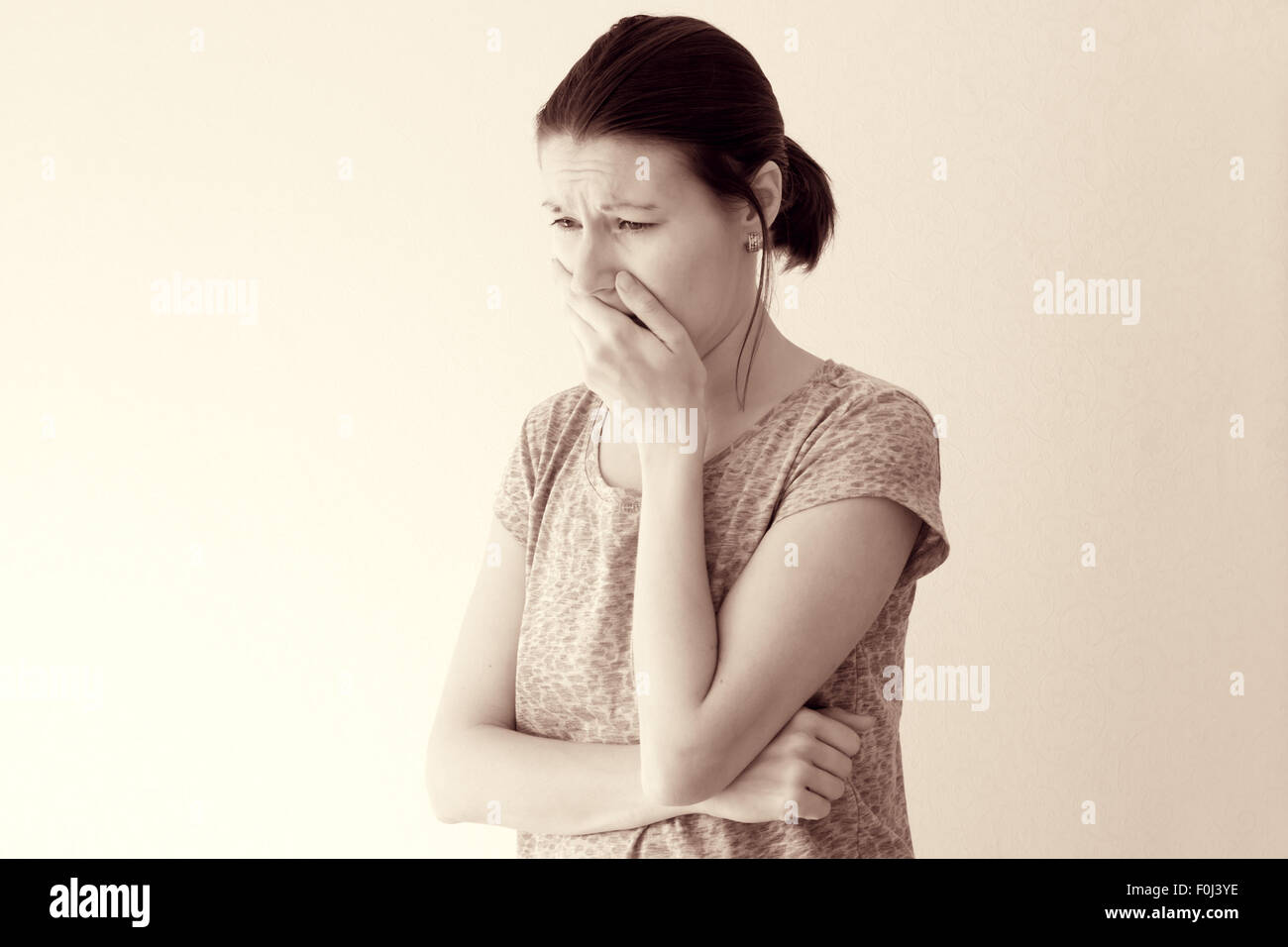 Young woman feel morning sickness nausea, toxicosis of pregnancy Stock Photo Alamy