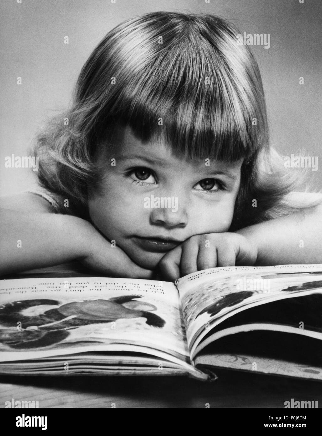 people, children, infants (up to 5 years), little girl reading, 1965, Additional-Rights-Clearences-Not Available Stock Photo