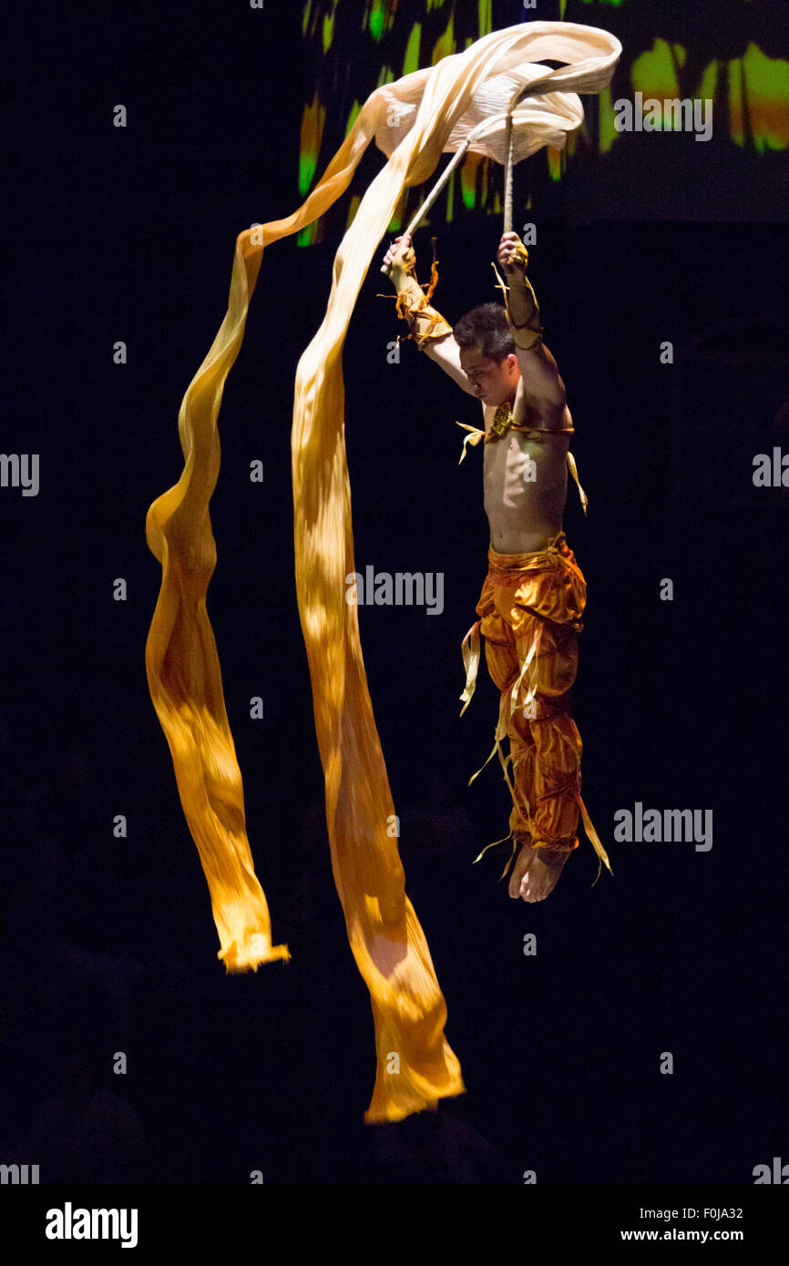 Circus of Shanghai - unidentified man acrobat in action, China 2013. Stock Photo