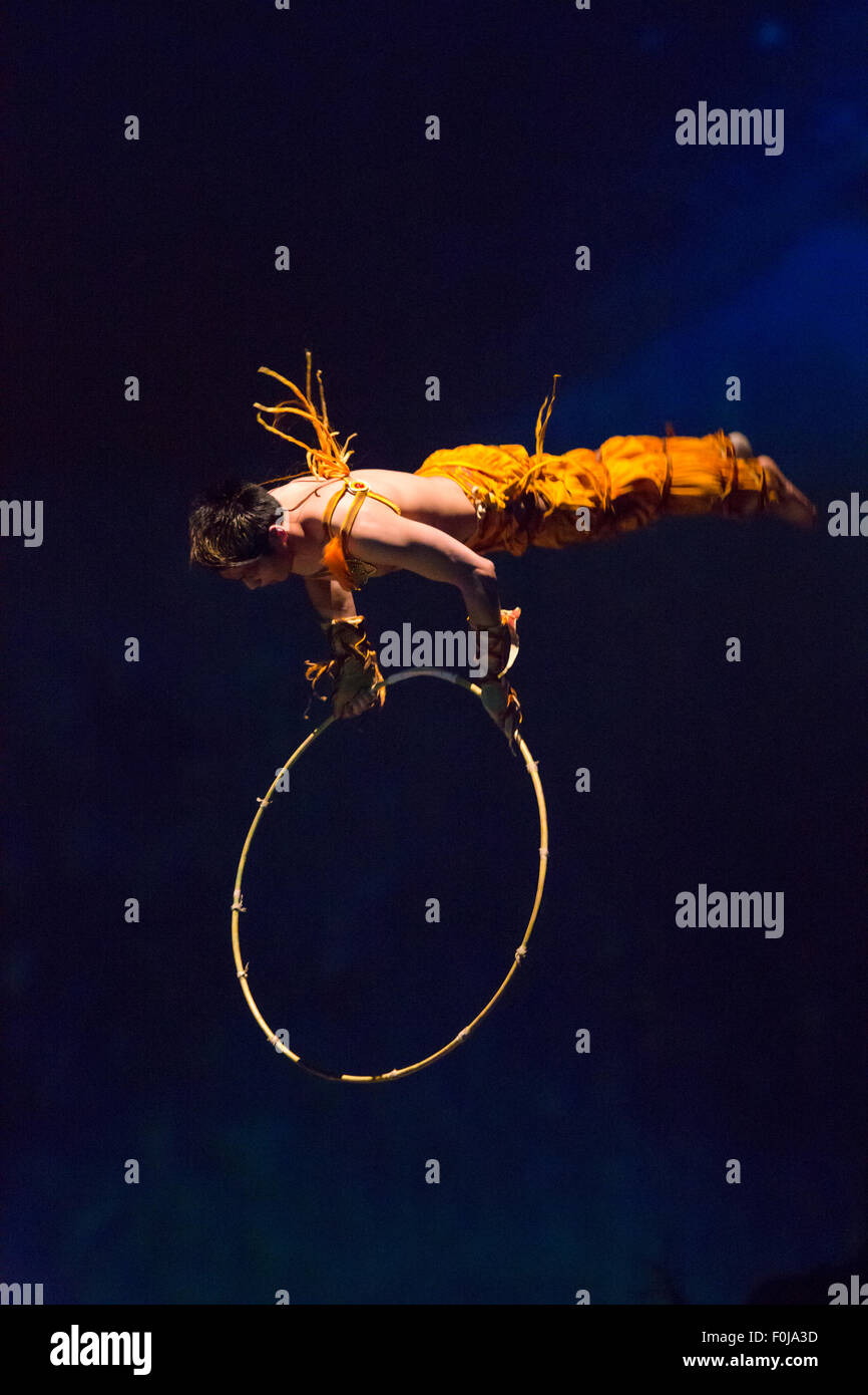 Circus of Shanghai - unidentified Acrobat in action in a circus, China 2013. Stock Photo