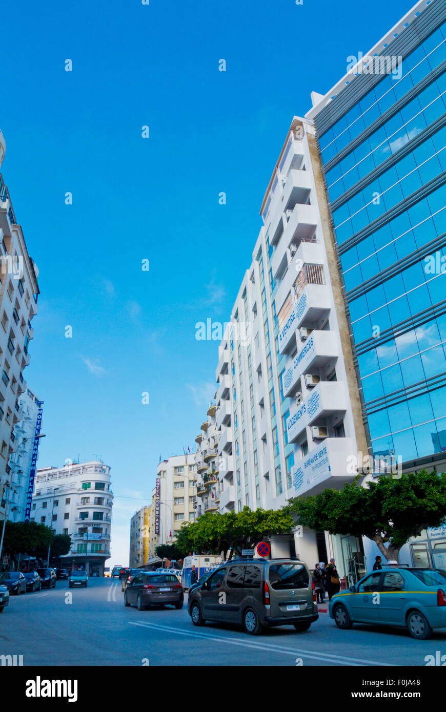 Boulevard Pasteur, Ville Nouvelle, new town, Tangier, Morocco, northern Africa Stock Photo