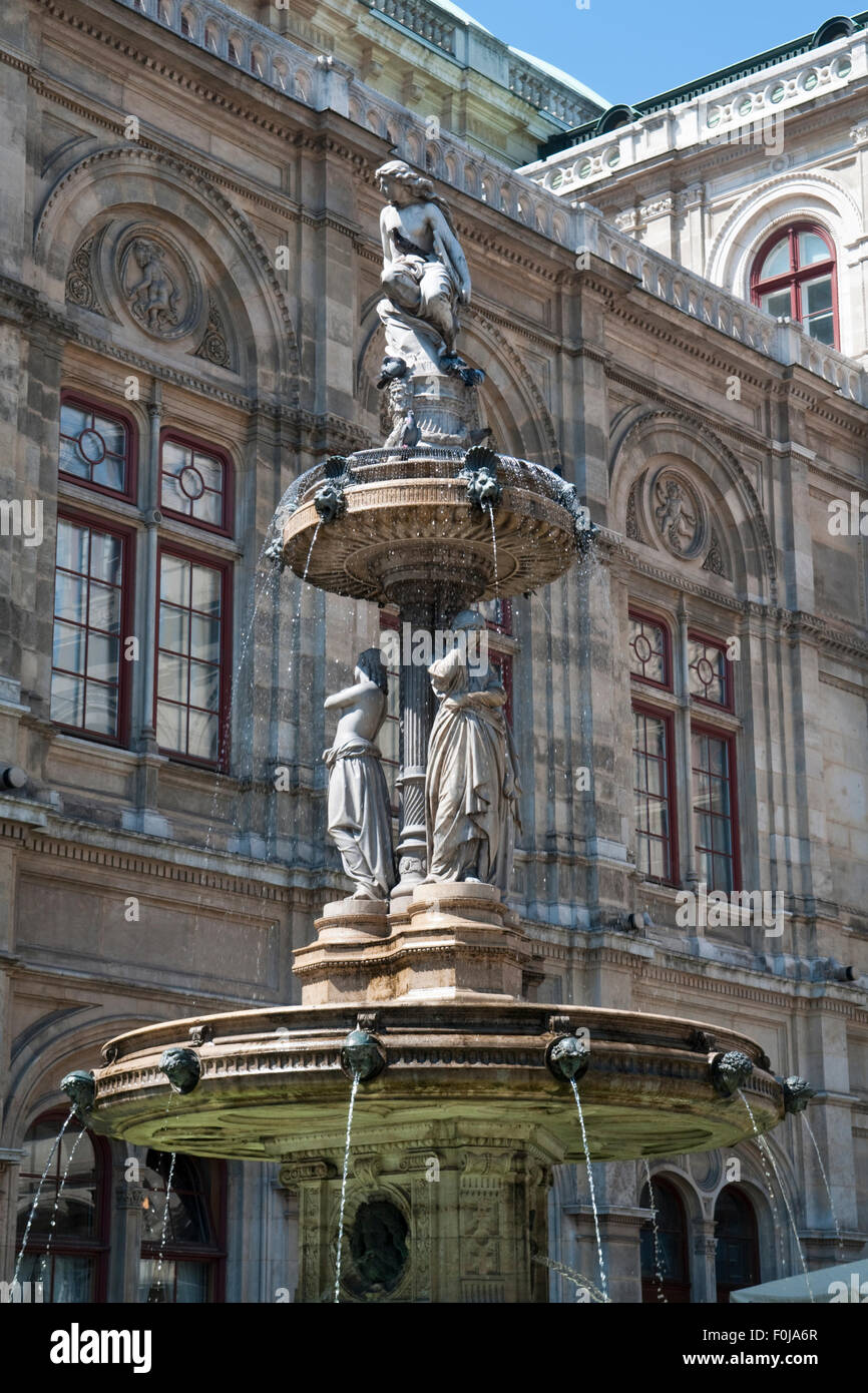 People watching open air live Opera outside the State Opera House in  Karajan Platz Vienna in Austria Stock Photo - Alamy