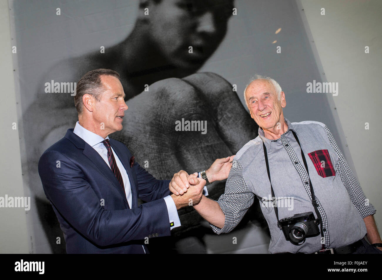 Berlin, Germany. 14th Aug, 2015. Henry Maske and Thomas Höpker attend the 'Muhammad Ali' Exhibition Opening at Galerie Camera Work on August 14, 2015 in Berlin, Germany./picture alliance © dpa/Alamy Live News Stock Photo