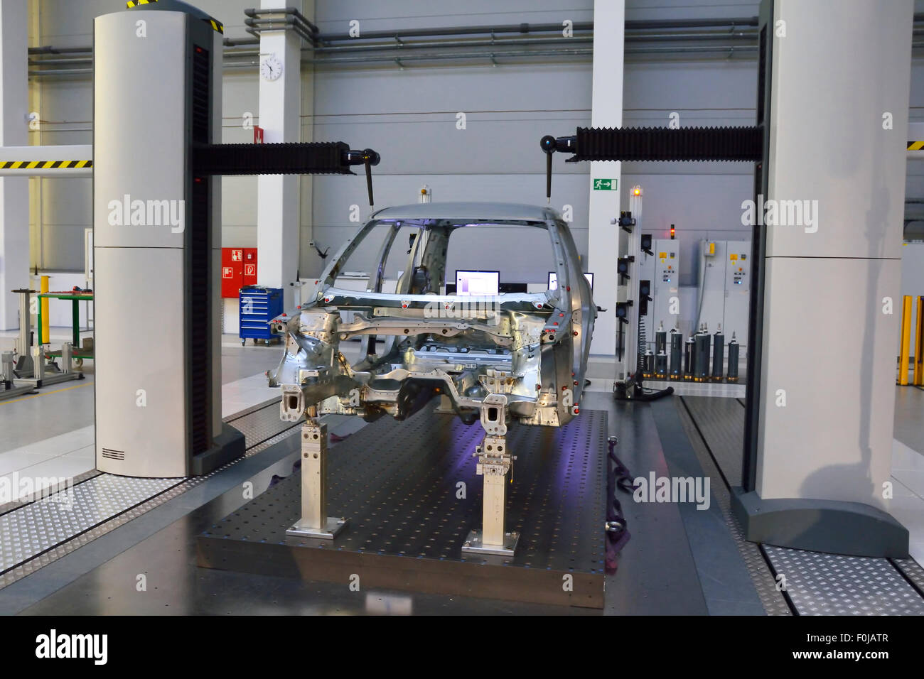 Measuring quality in a large new automobile factory Stock Photo