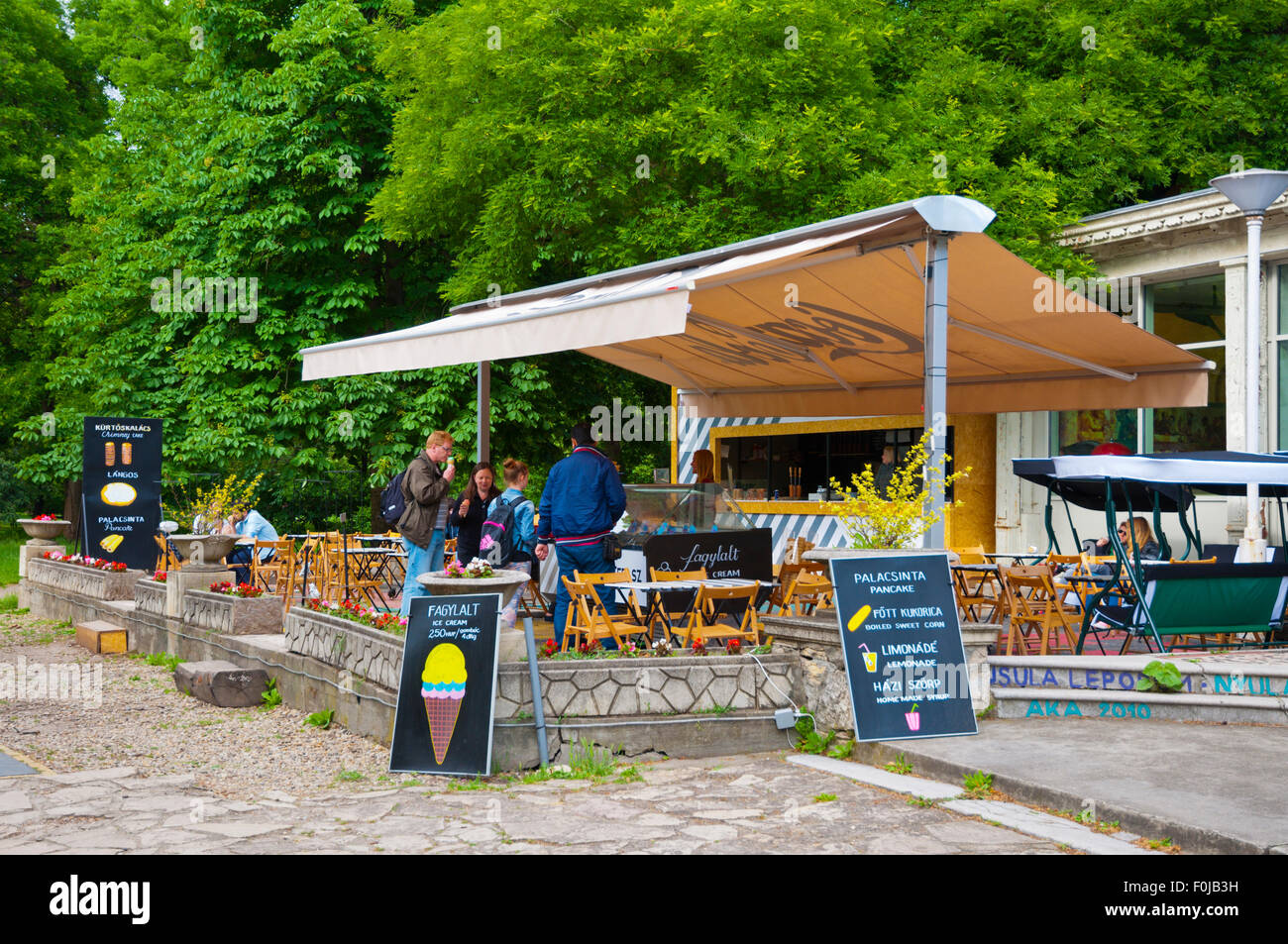 Cafe terrace, by the casino, Margit Sziget, Margaret Island, Budapest