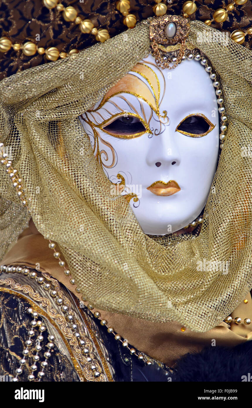 Artist in beautiful venetian carnival costume, Venice 2015 Stock Photo ...