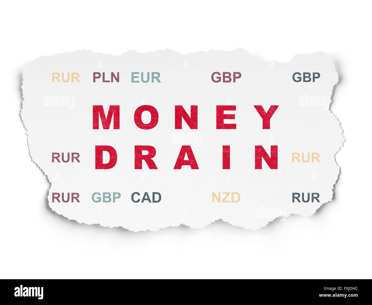 Currency concept Money Drain on Torn Paper background Stock Photo Alamy