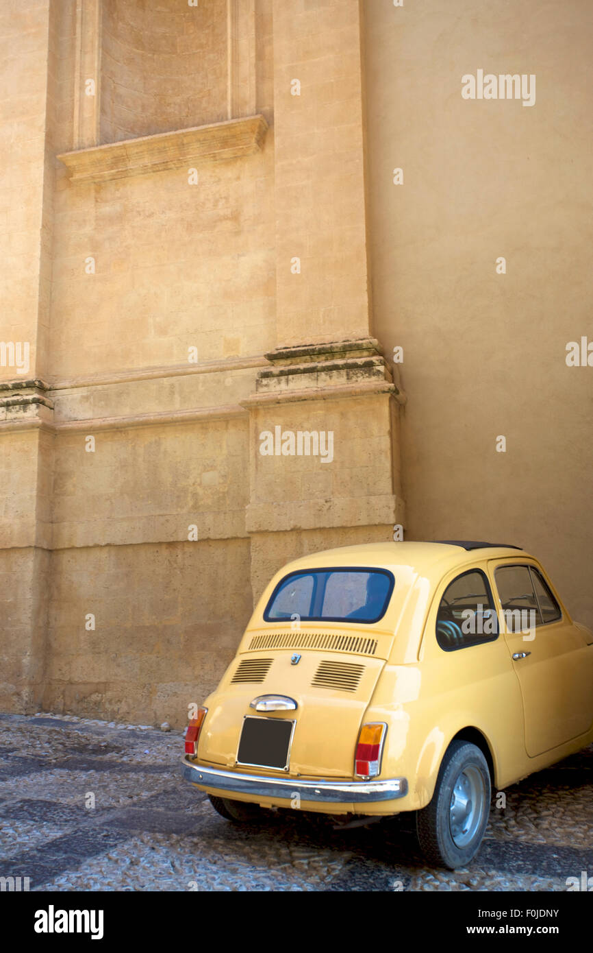 Vintage Italian Car in Sicily with detail of an old church Stock Photo Alamy