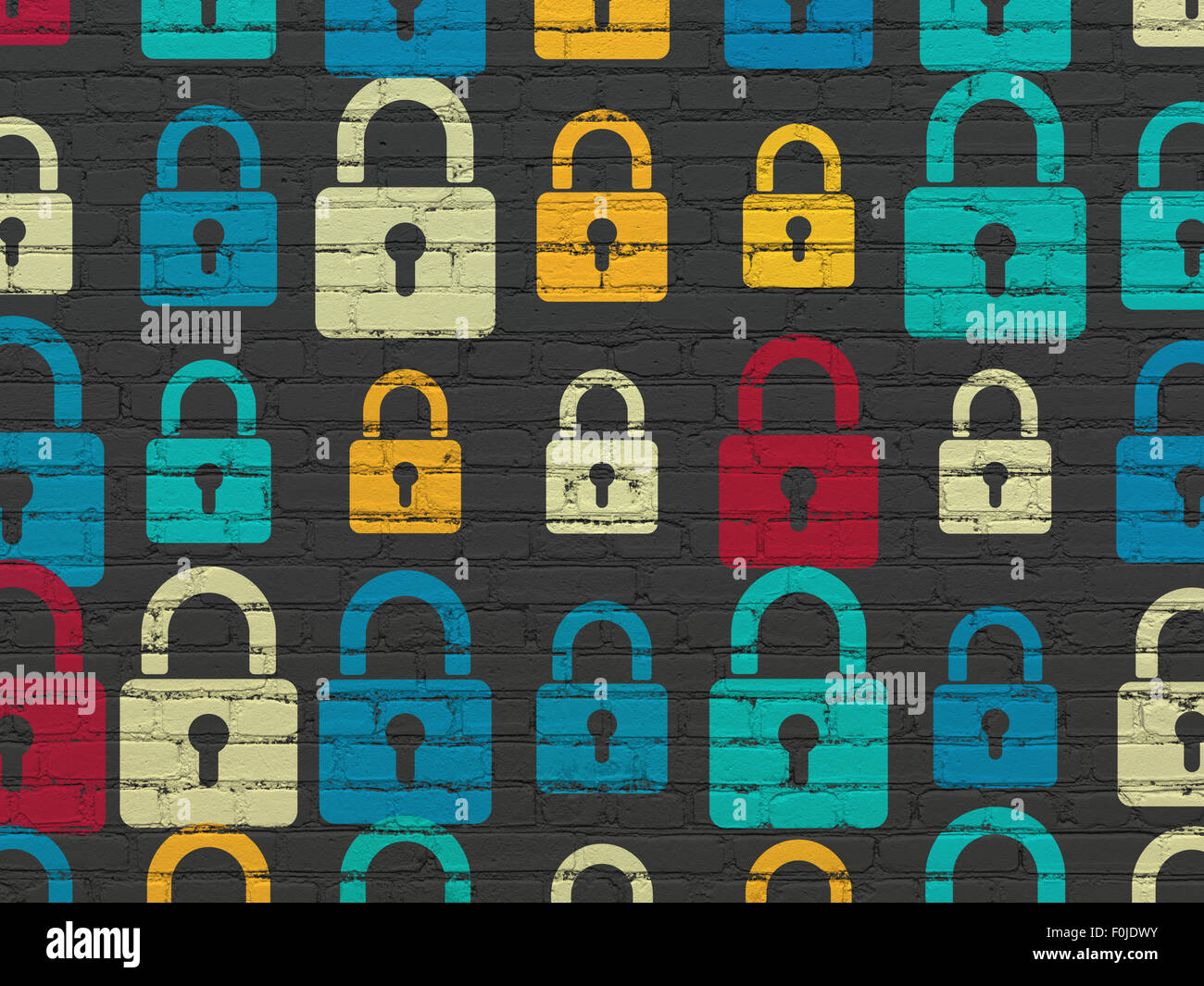 Data concept: Closed Padlock icons on wall background Stock Photo - Alamy