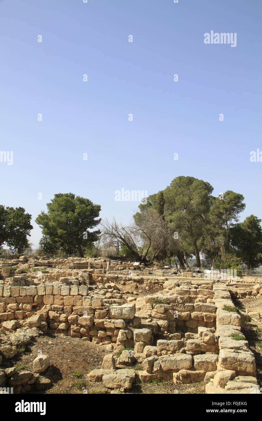 The northern casemate wall of the Royal Palace from the period of the Kingdom of Judah at Ramat Rachel Archaeological Garden Stock Photo