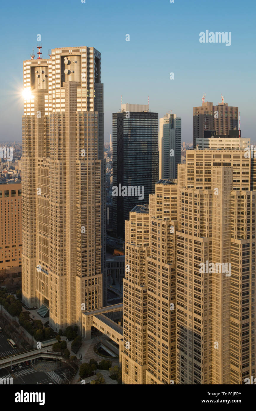 Tokyo Metropolitan Government Building with a blue sky in the background Stock Photo