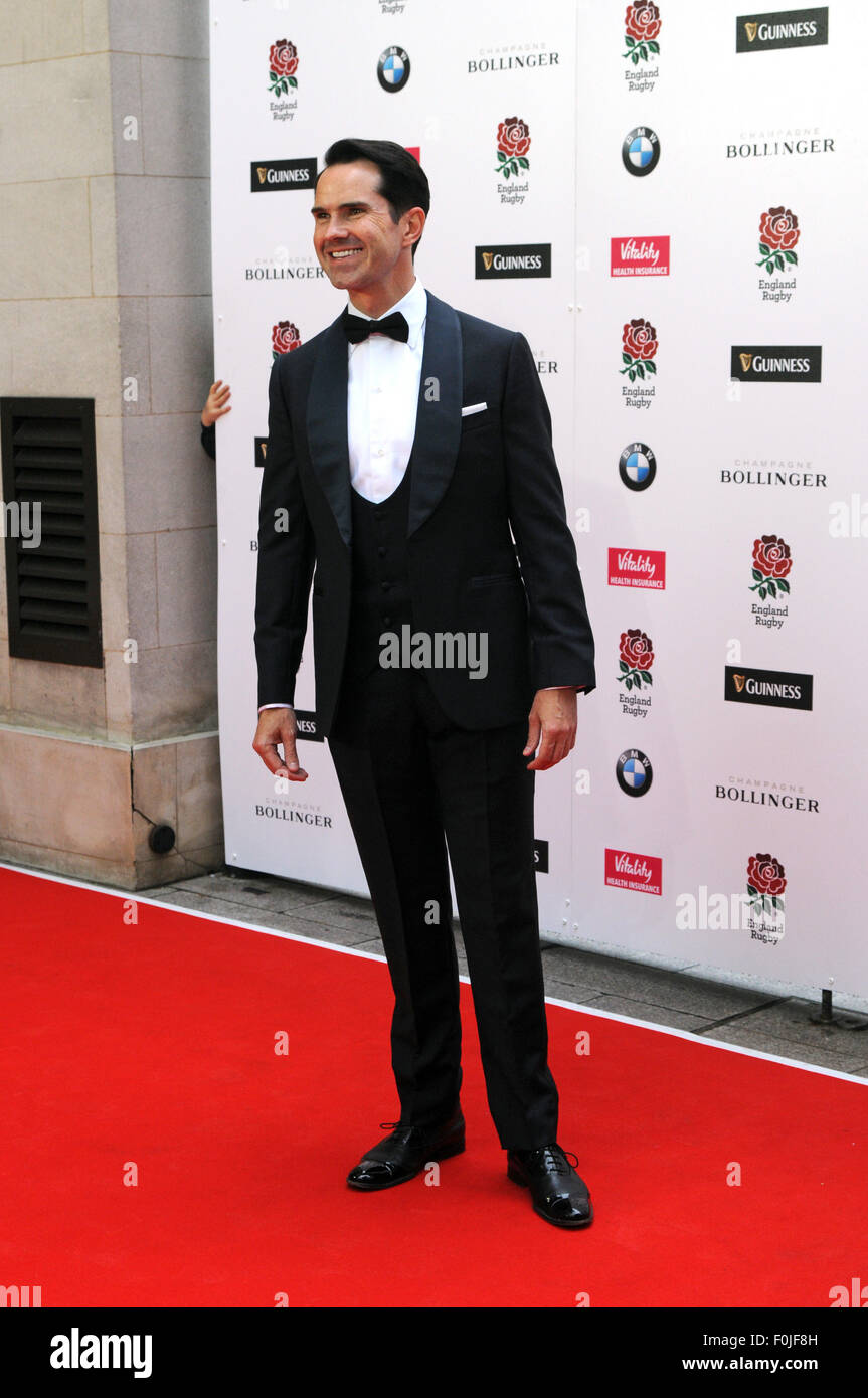 London,UK,5 August 2015,Jimmy Carr attends 'Carry Them Home' England Rugby Team dinner at Grosvenor Hotel before competing Webb Ellis cup on home turf. Stock Photo