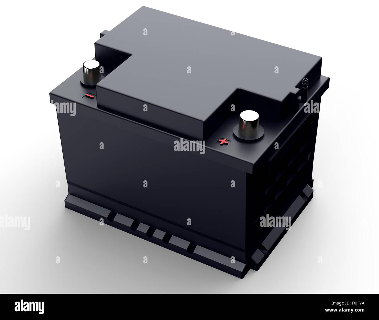 black car battery isolated on a white background. Stock Photo