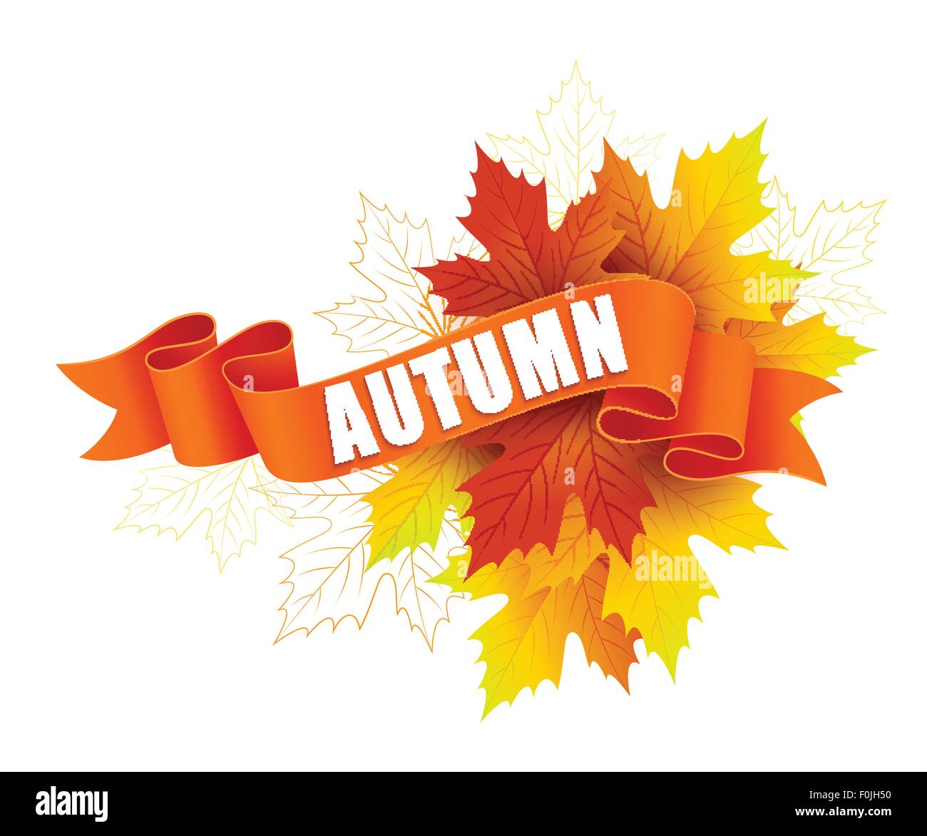 Fall Ribbon Banner Fall leave with ribbon banner. Vector illustration Stock Vector Image ...