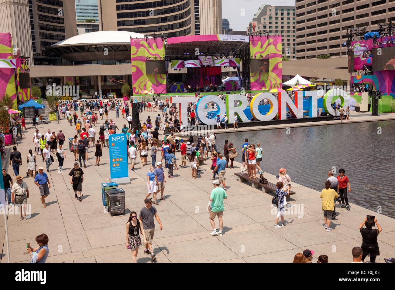 Toronto 2015 host city to the 2015 Pan Am/Parapan Games and Panamania in Toronto;Ontario;Canada;celebration at City Hall Square Stock Photo