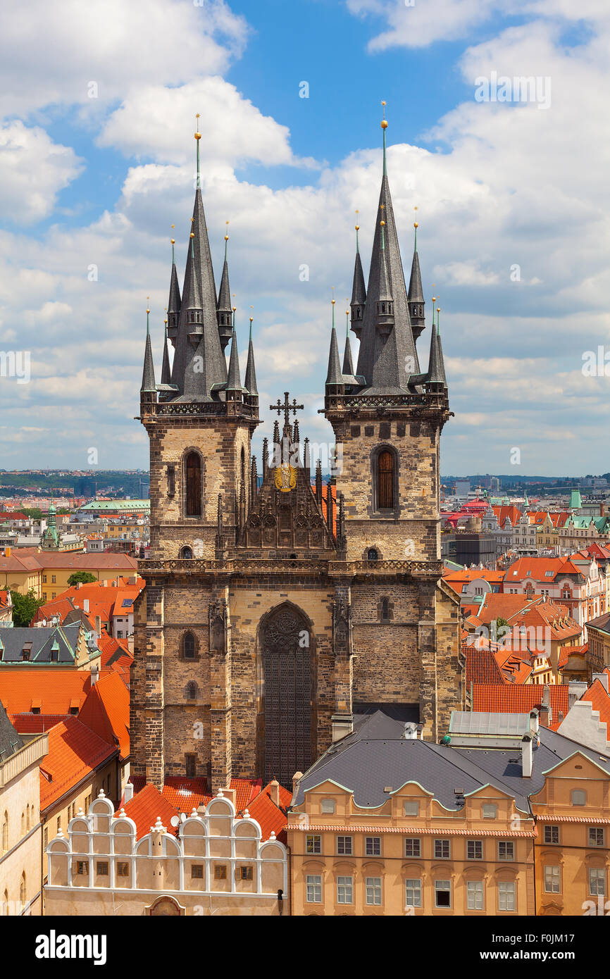 The Church of Our Lady before Tyn. The Old Town Square Prague Czech Republic. Stock Photo