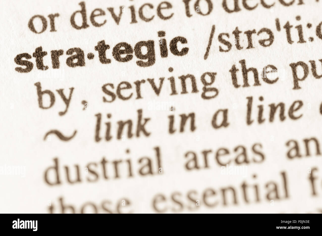 Definition of word strategic in dictionary Stock Photo