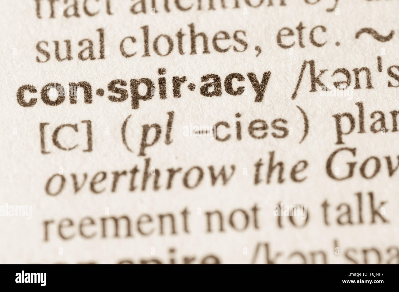 Definition of word conspiracy in dictionary Stock Photo
