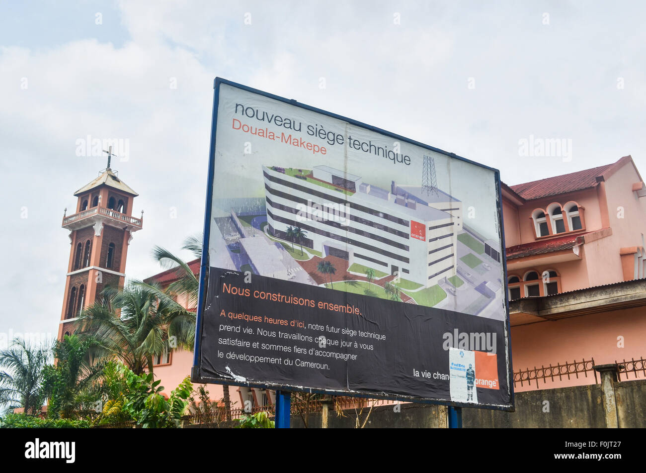 Orange telecom ad in Yaoundé, capital city of Cameroon Stock Photo
