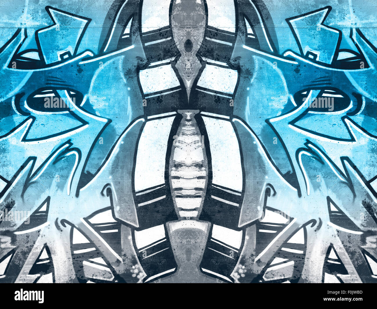 Vandalism, geometric shapes painted on an old concrete wall Stock Photo ...