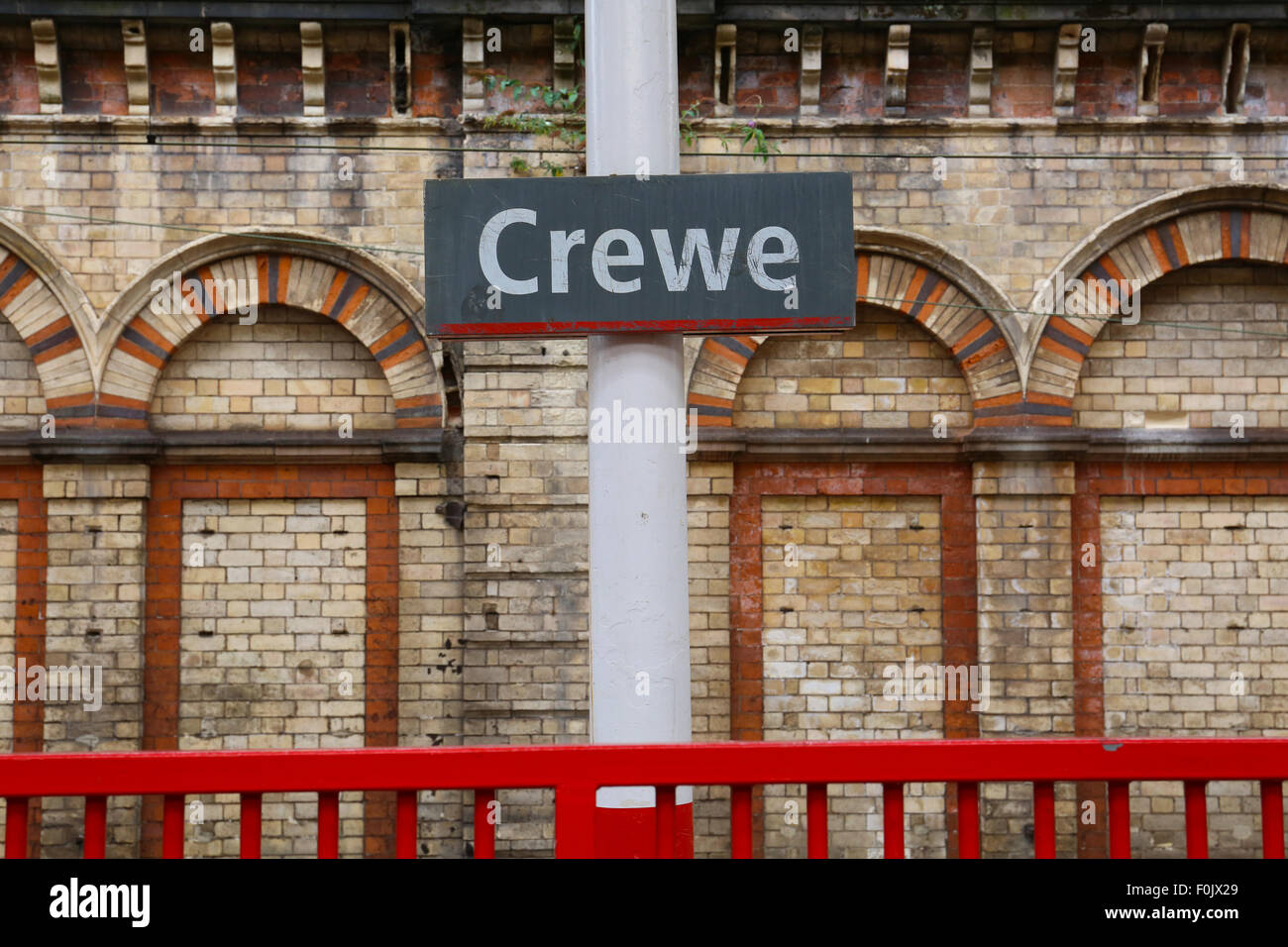 Crewe railway station sign Stock Photo Alamy