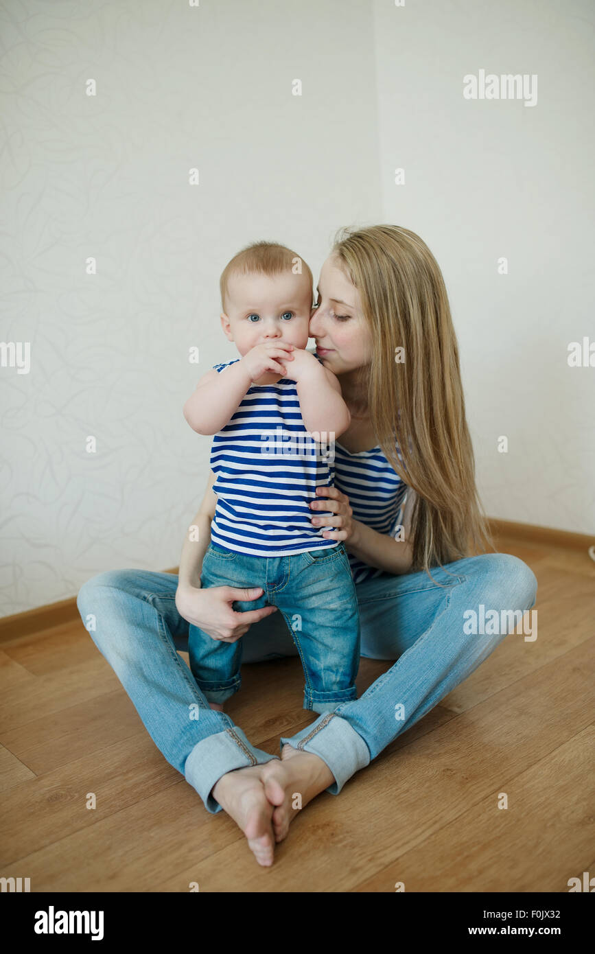 beautiful young mother with baby Stock Photo