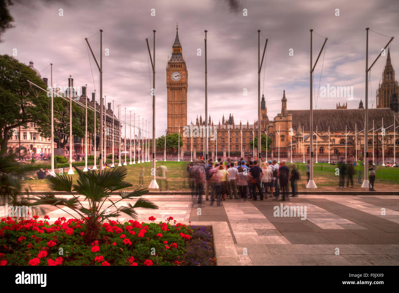 Parliament Square and The Houses Of Parliament, London, England Stock Photo
